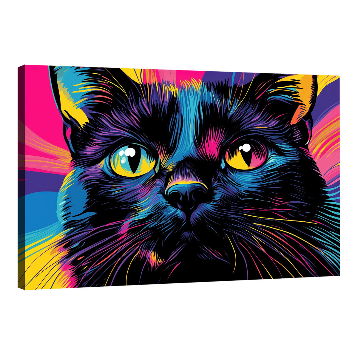 Black Cat Pop Art Portrait Canvas Art