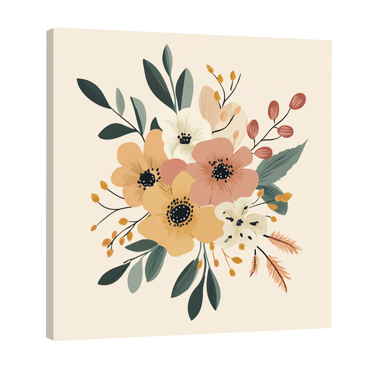 Stylized Floral Bouquet Boho Wall Decor