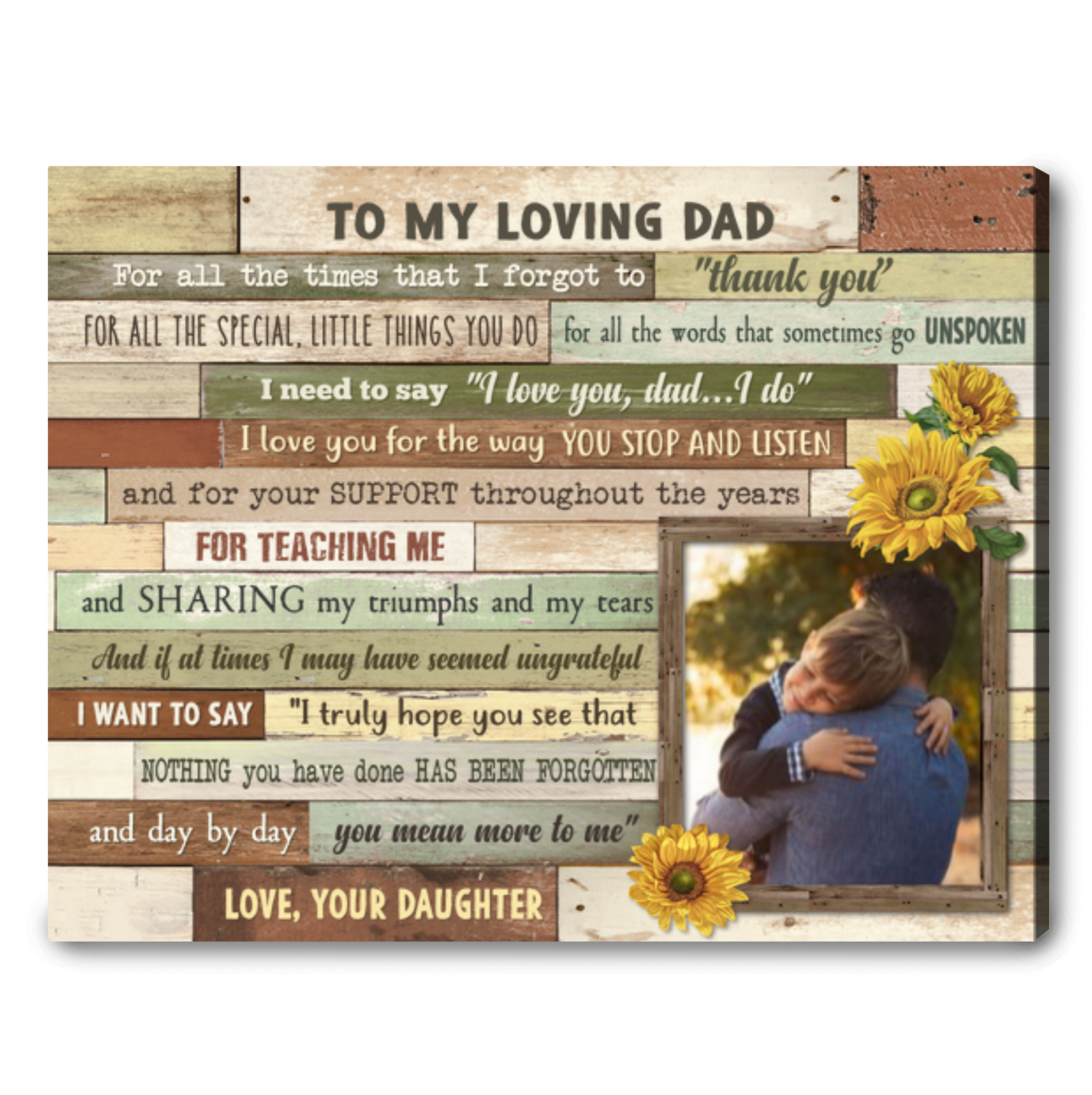 Custom Gift For Dad A Beautiful Letter To Father Canvas Wall Art