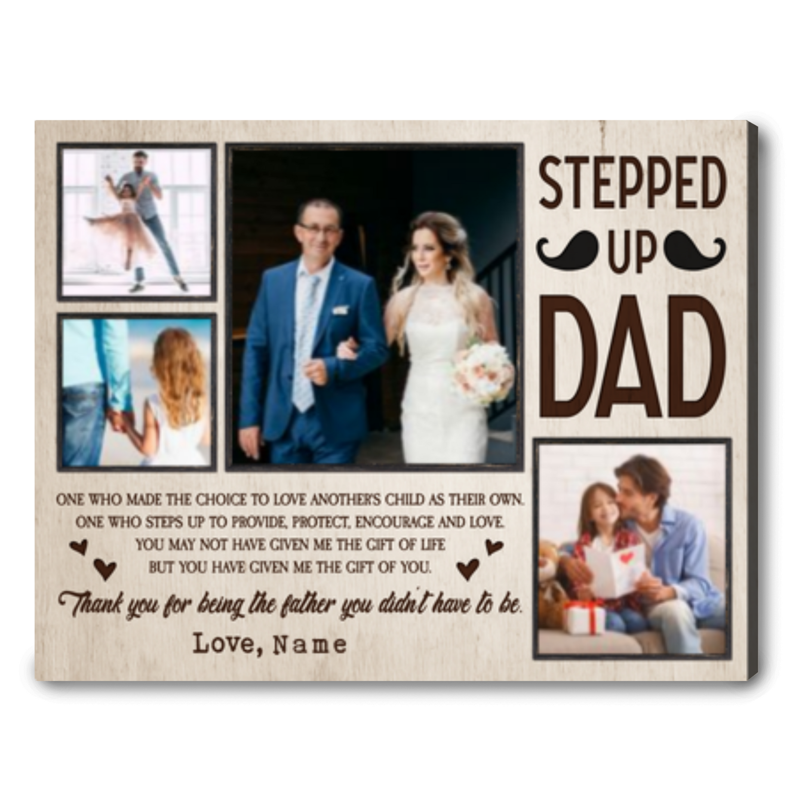 Custom Dad Canvas Happy Father's Day Best Step Dad Gift Custom Step Dad Birthday Canvas Print