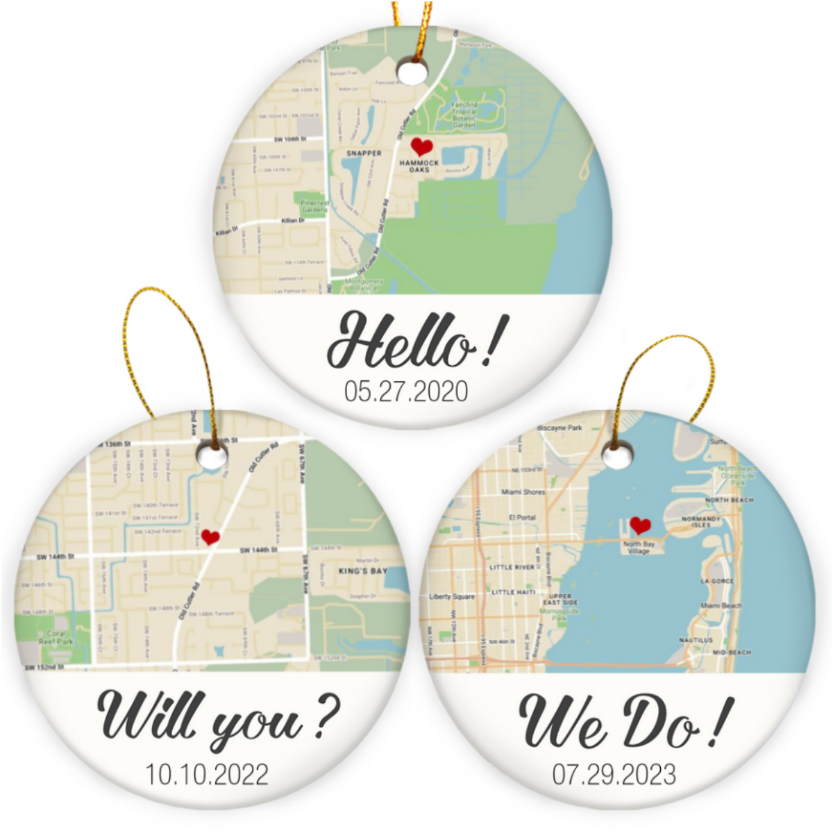 Personalized Wedding Ornament Christmas Gift For Newlywed Custom Map Gift