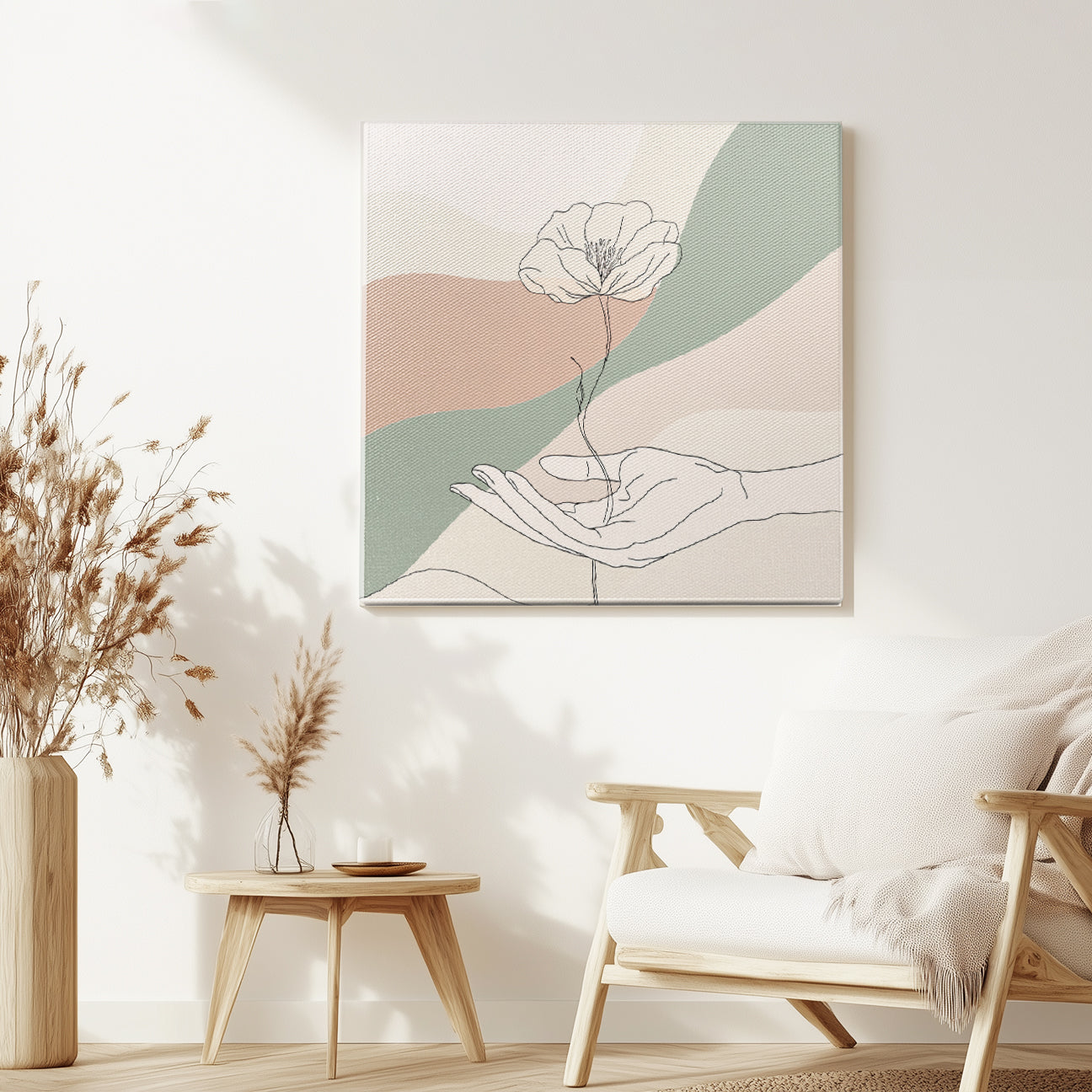 Gentle Touch Minimalist Line Art Canvas Print