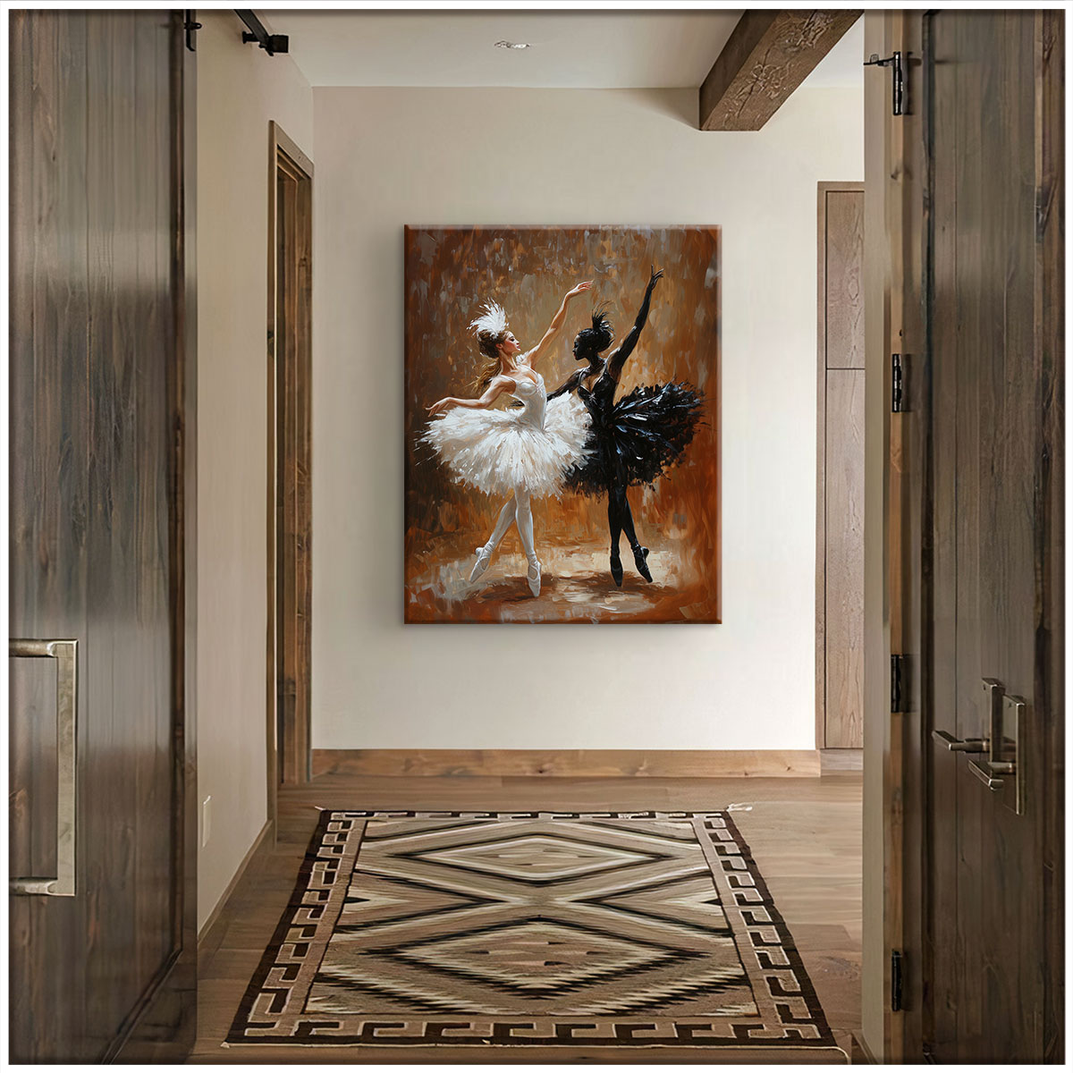 Swan Lake Ballet Dancers Oil Painting Canvas Wall Art