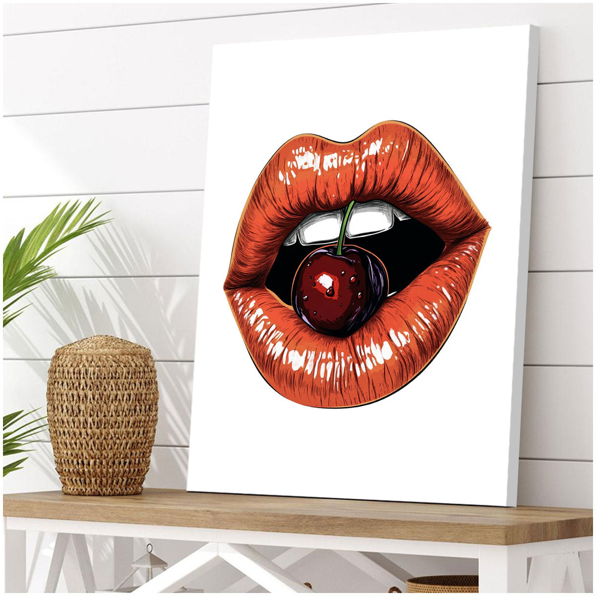 Pop Art Cherry Lips Vertical Wall Art
