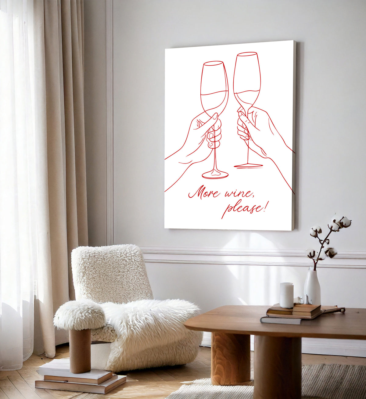 More Wine, Please Minimalist Wall Art