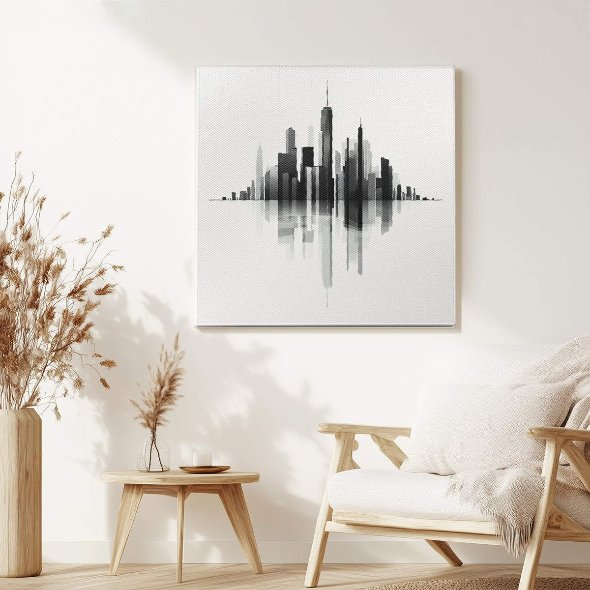 City Skyline Minimalist Canvas Wall Art