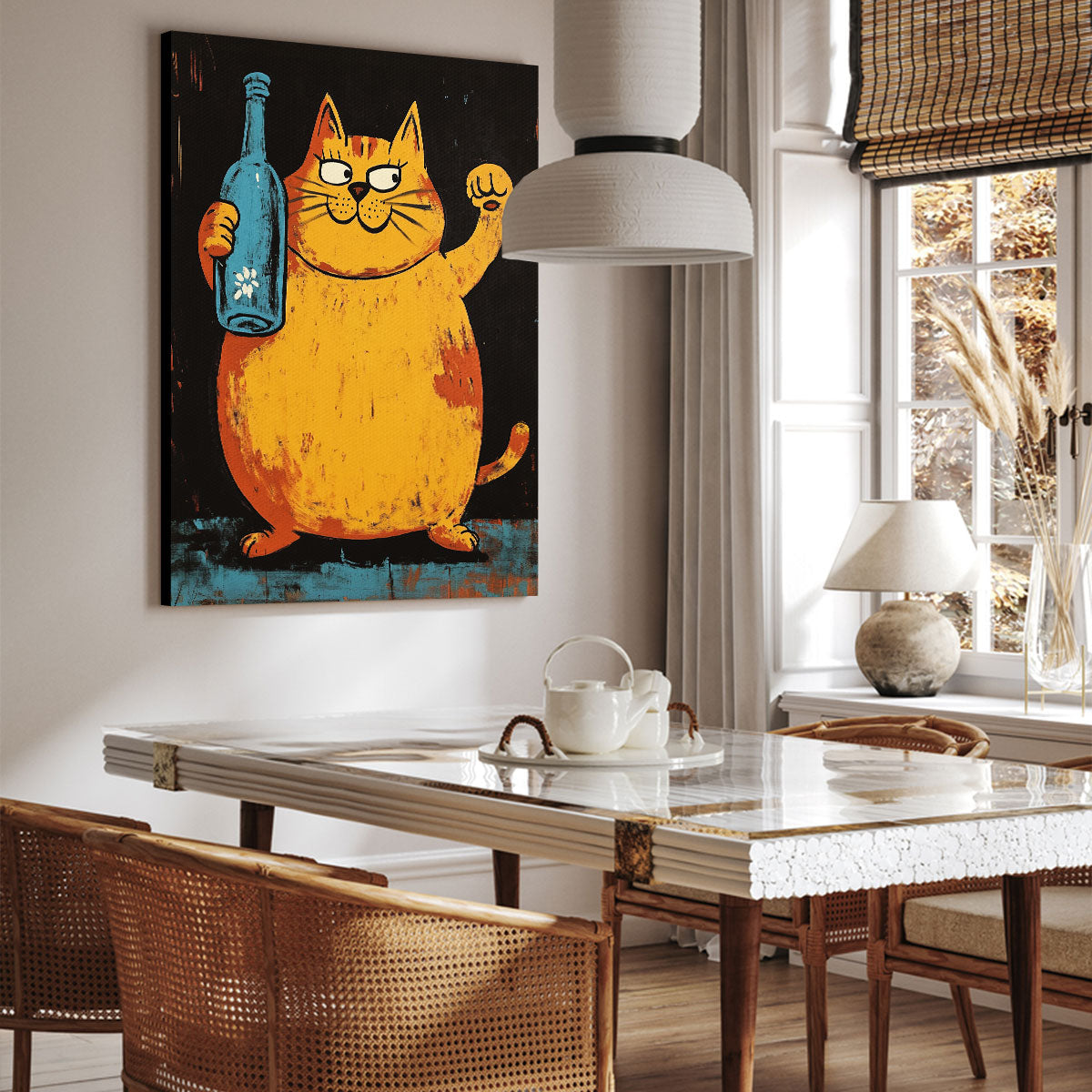 Drunk Fat Cat Modern Wall Artwork