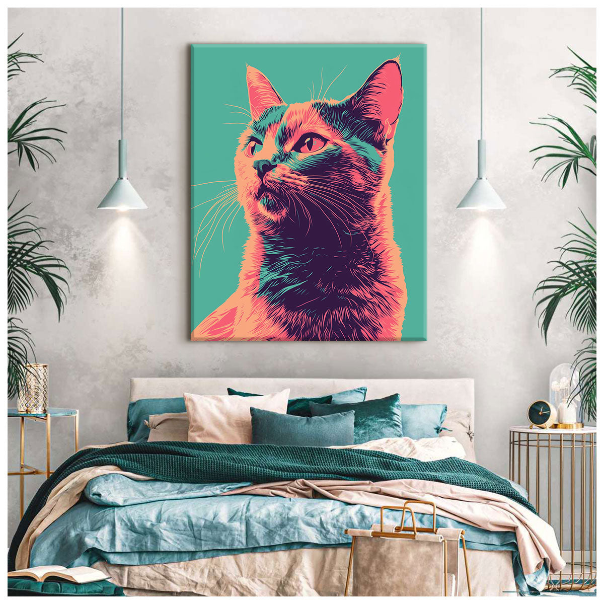 Vibrant Cat Modern Wall Artwork