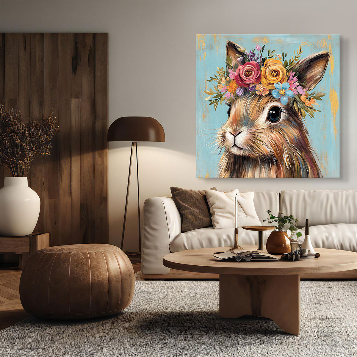 Cute Rabbit Animal Oil Painting Canvas Wall Art