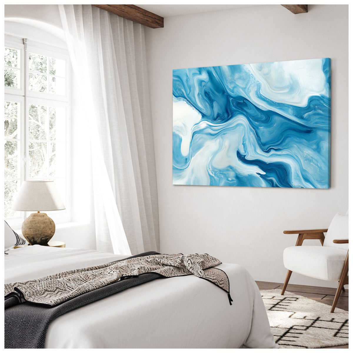 Delicate Blue And White Marble Abstract Wall Art