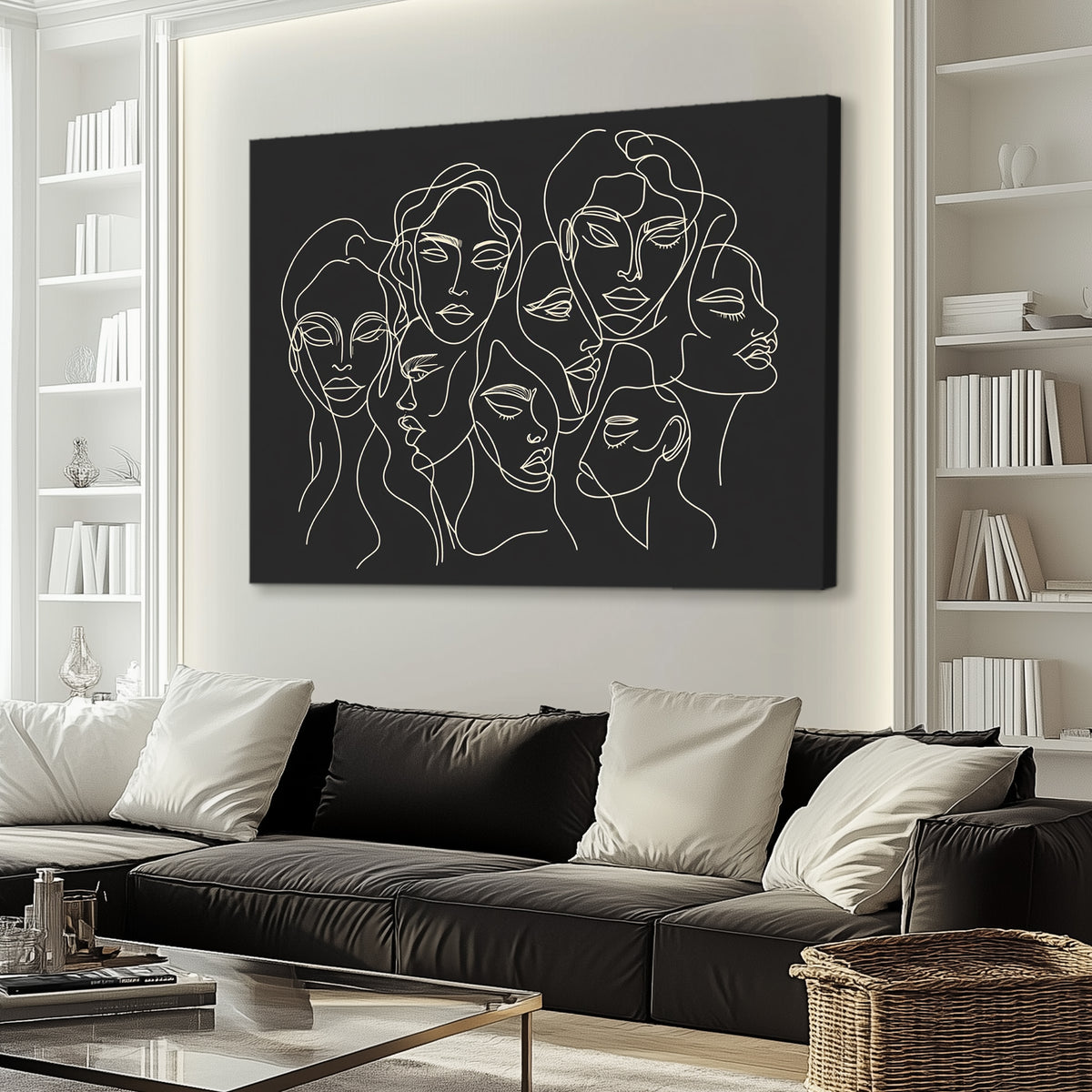 Faces Of Femininity Black Minimalist Abstract Artwork