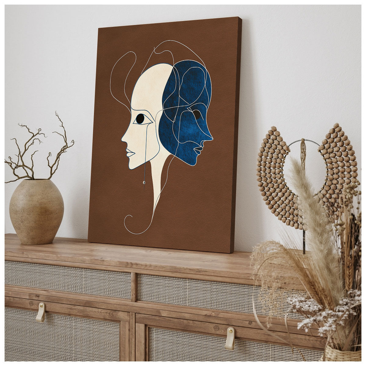 Two Face Abstract Minimalist Canvas Wall Art