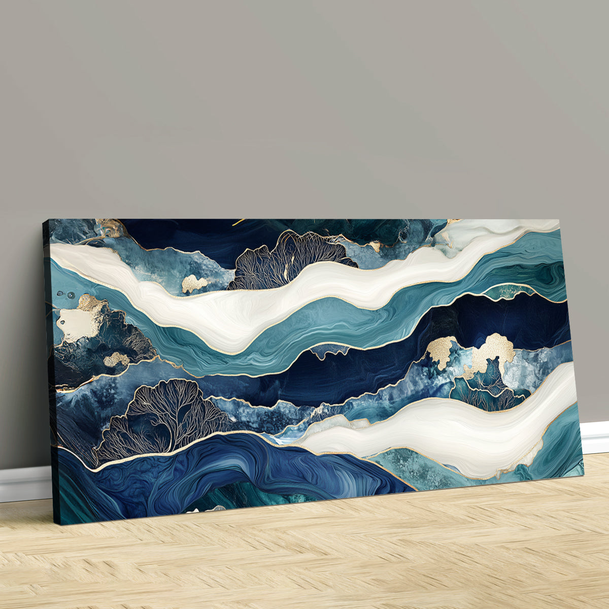 Oceanic Reverie Modern Abstract Canvas Wall Art for Living Room