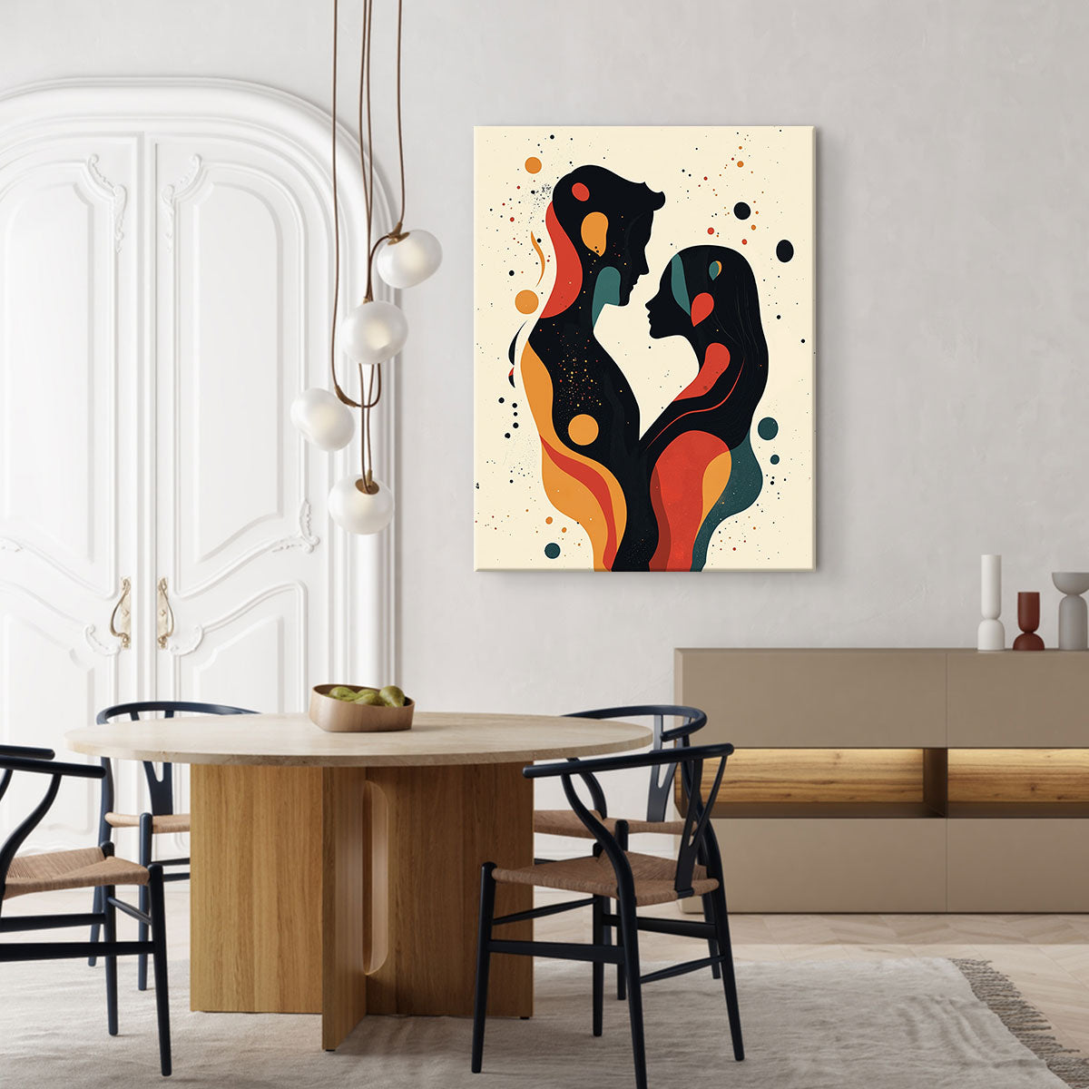 Abstract Lovers Silhouette Canvas Wall Art Print