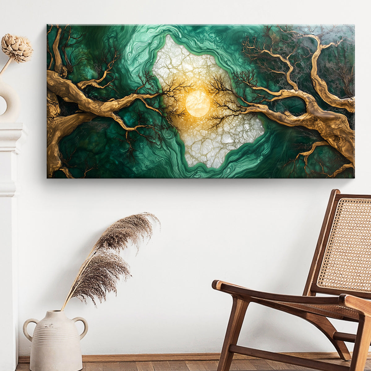 Emerald Forest Landscape Abstract Canvas Wall Art for Living Room