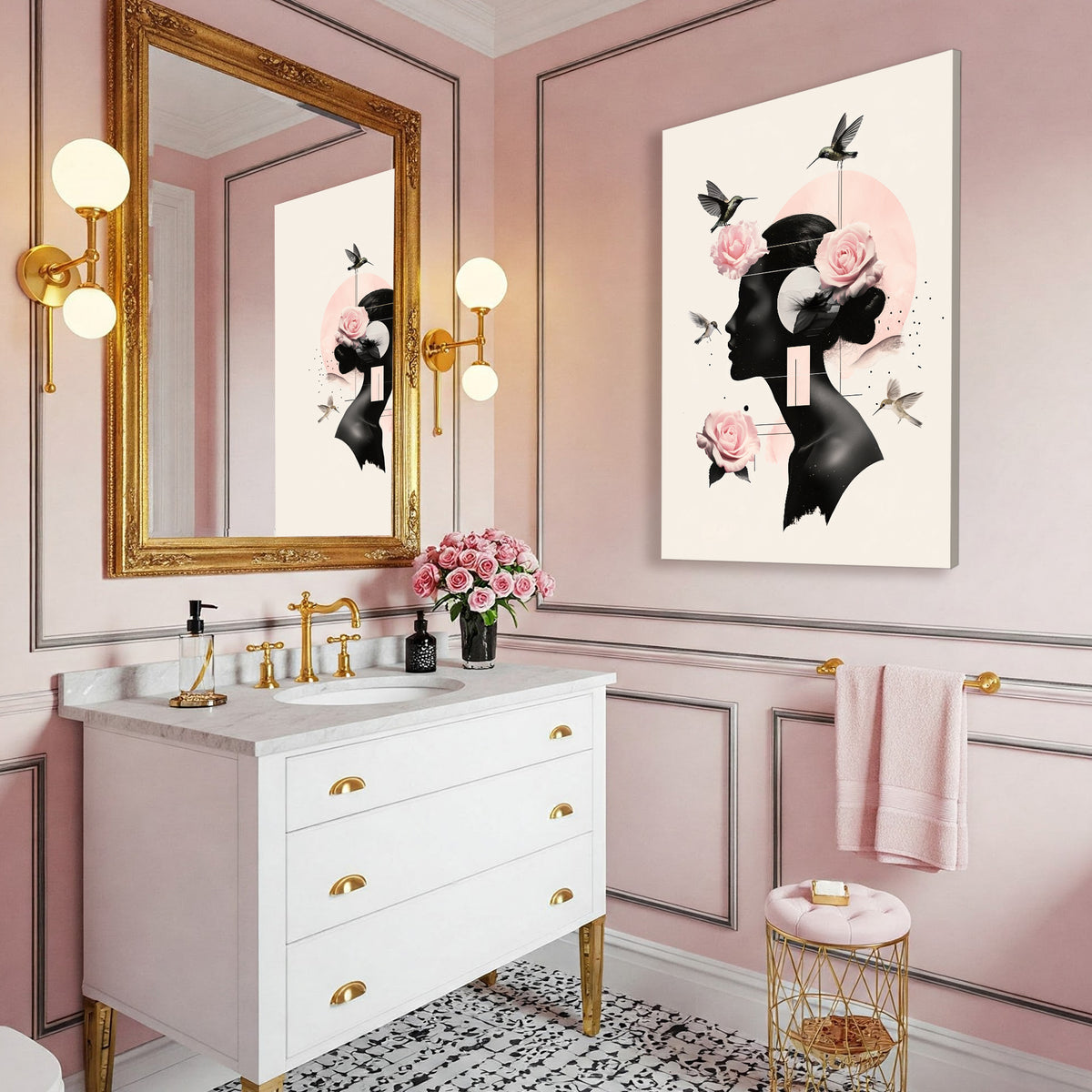 Rose Silhouette - Modern Minimalist Canvas Wall Art