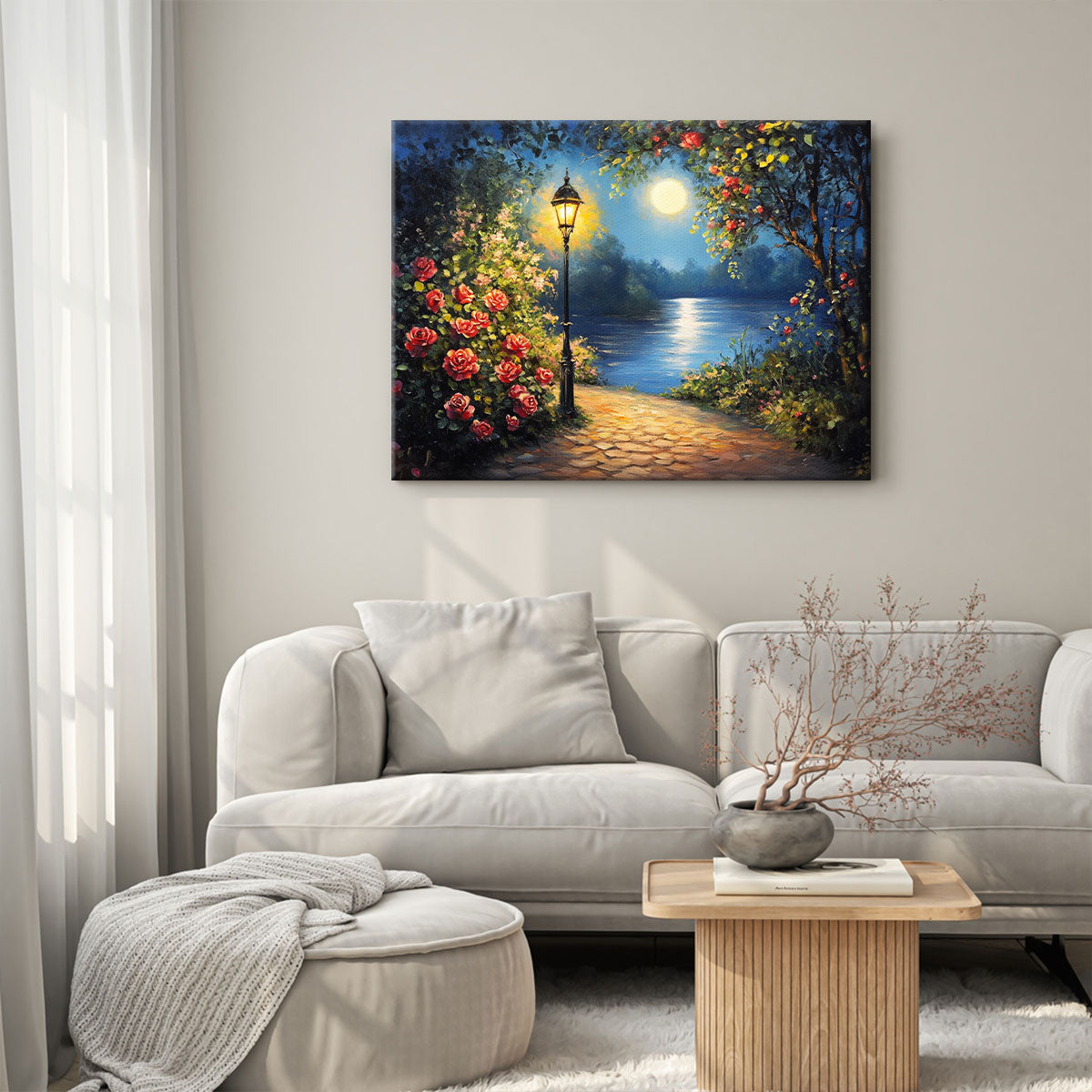 Serene Lake Oil Painting - Minimalist Canvas Wall Art