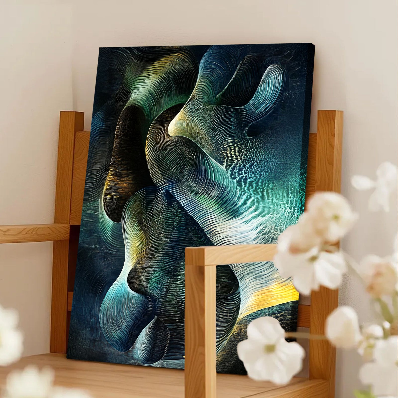 Fluid Motion Contemporary Abstract Canvas Wall Art for Living Room
