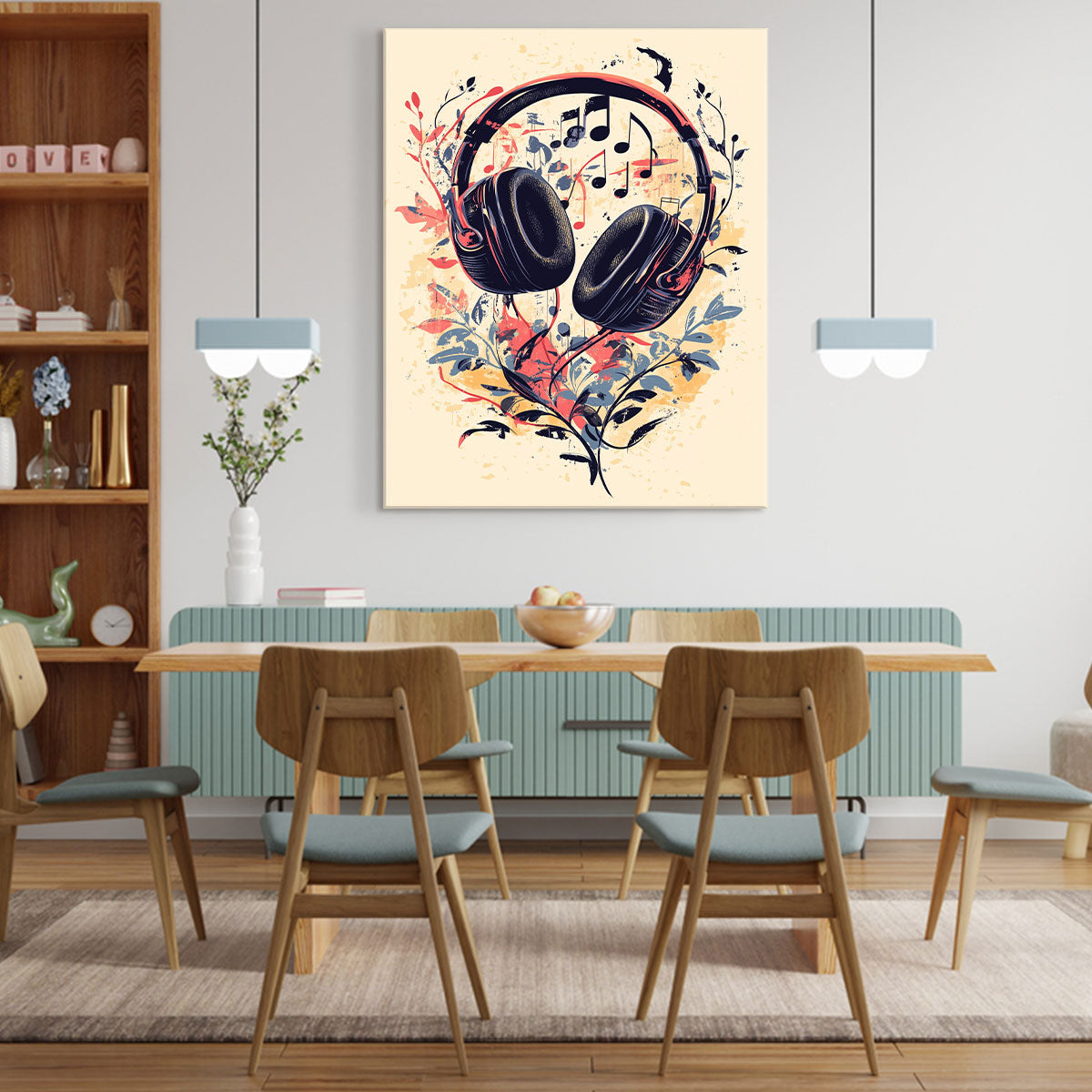 Music Headphones - Modern Minimal Canvas Wall Art