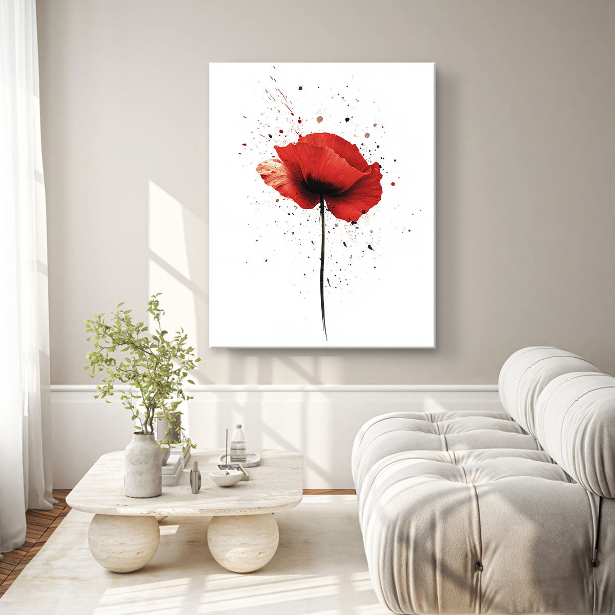 Poppy With Splashes Abstract Wall Art