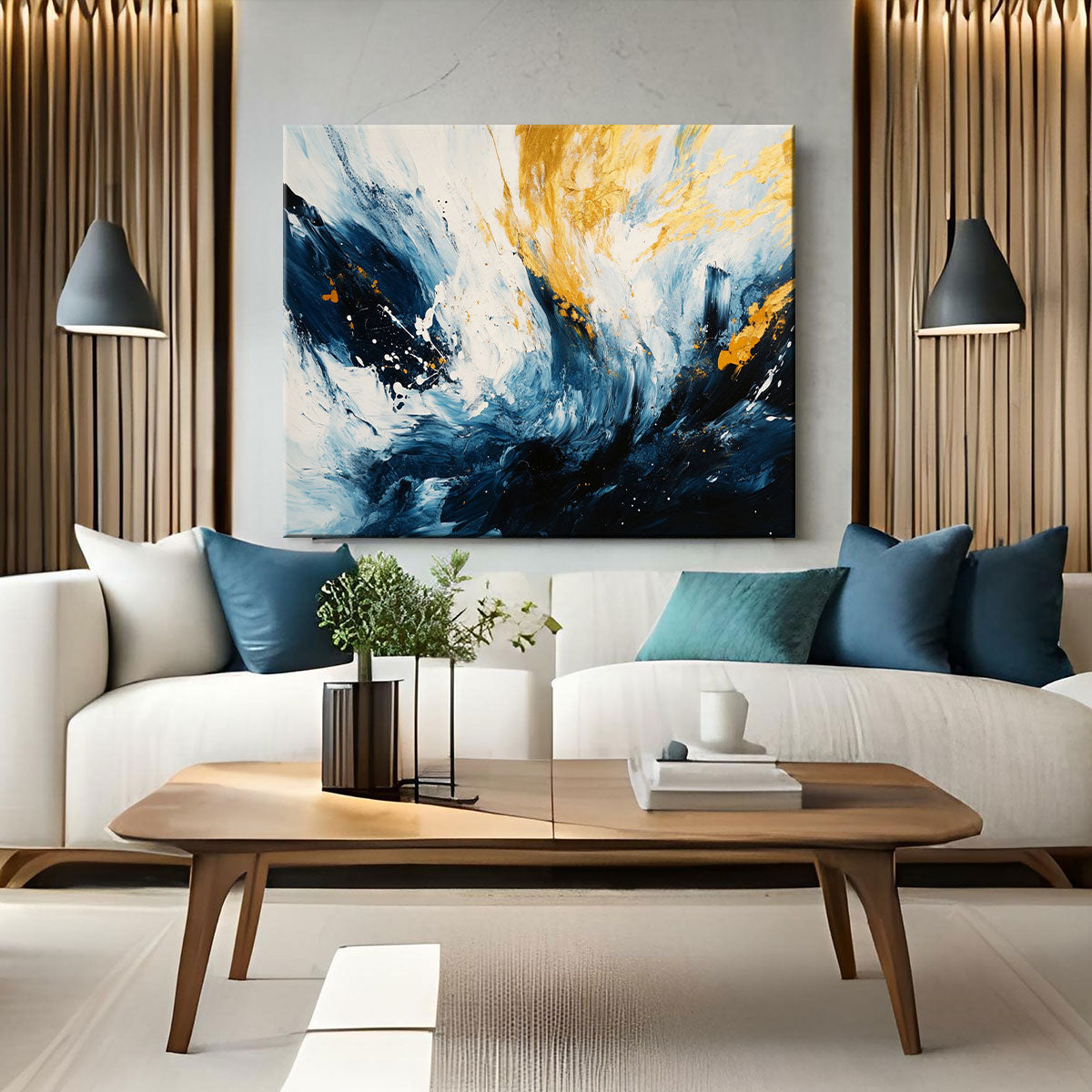 Dynamic Abstract Brushstrokes Modern Canvas Wall Ar