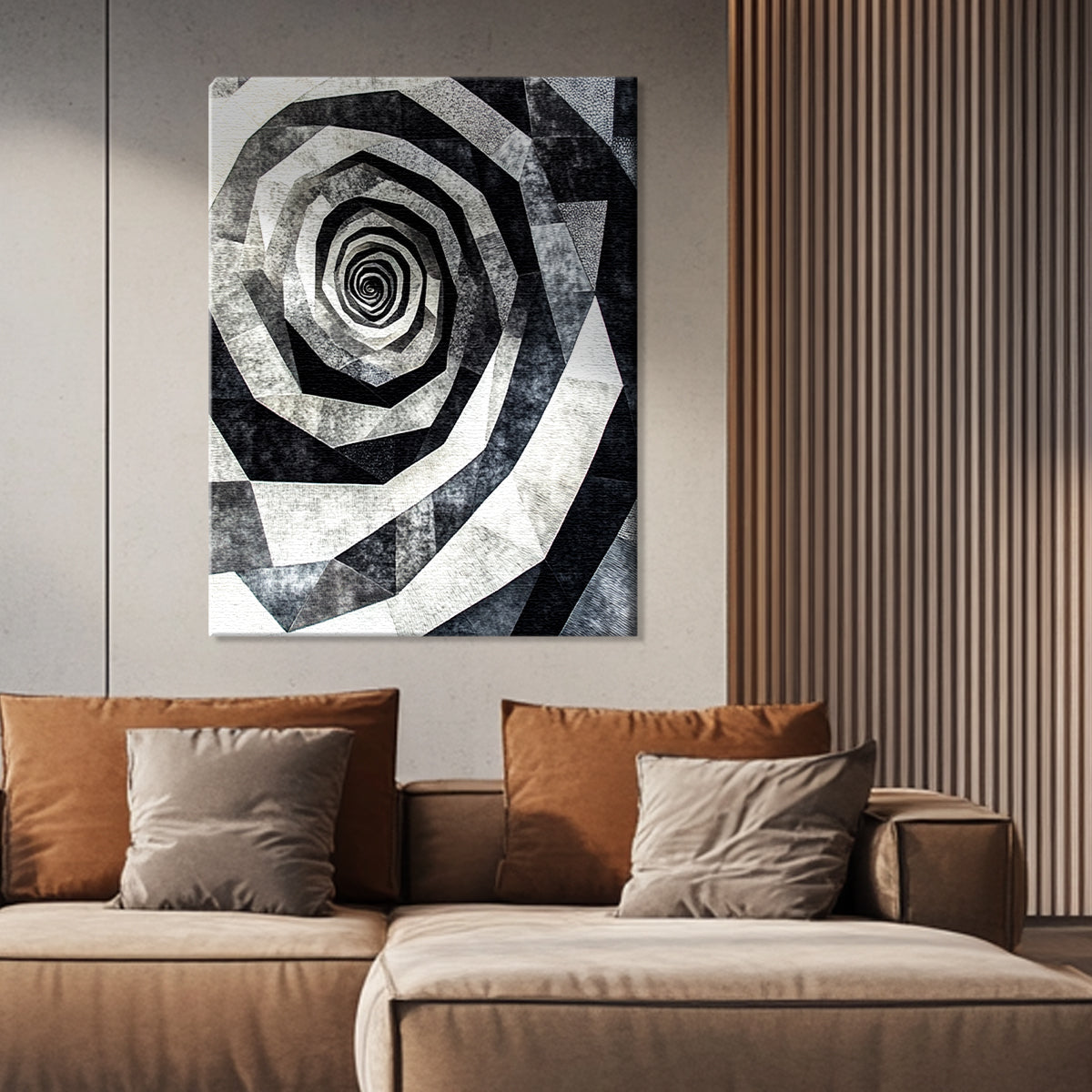 Eternal Spiral Monochromatic Abstract Canvas Wall Art