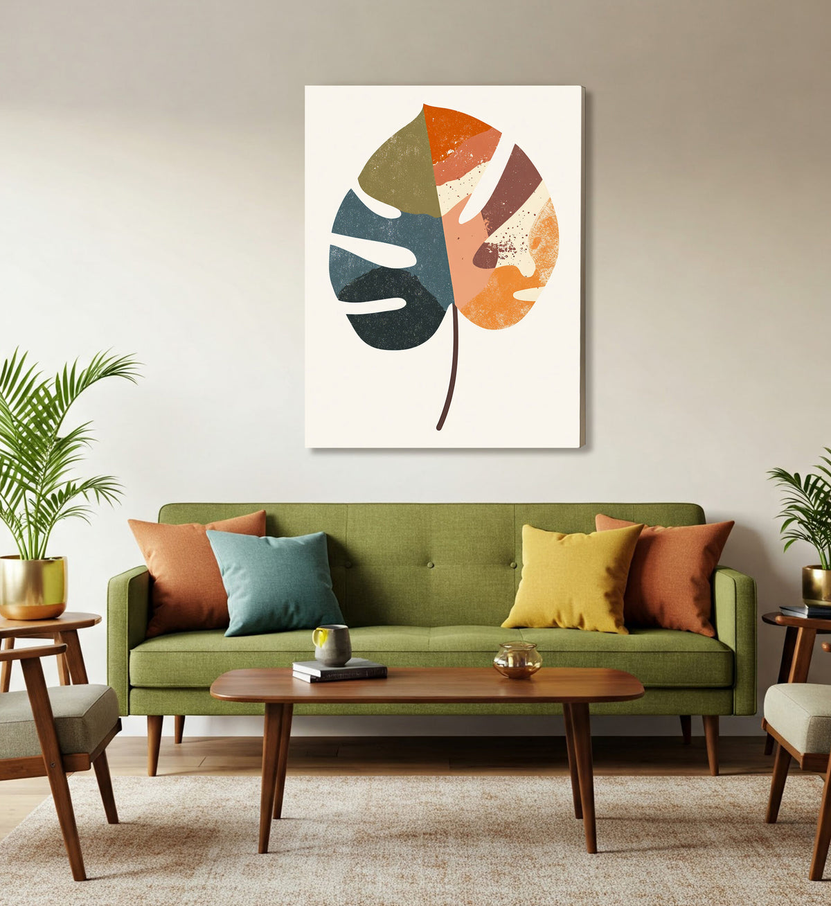 Monstera Leaf Abstract Wall Art