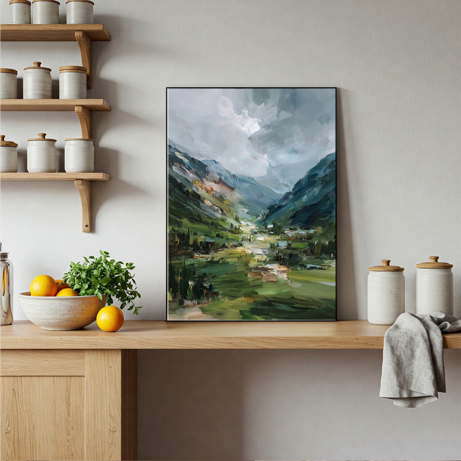 Misty Valley Escape Oil Painted Nature Artwork