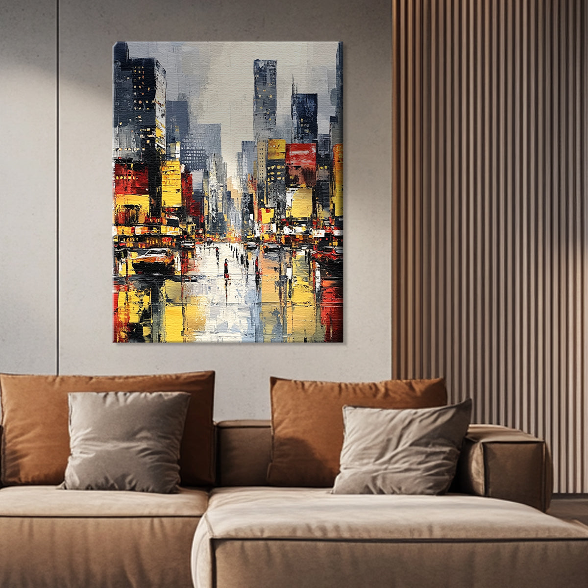 City Lights Contemporary Cityscape Abstract Canvas Wall Art