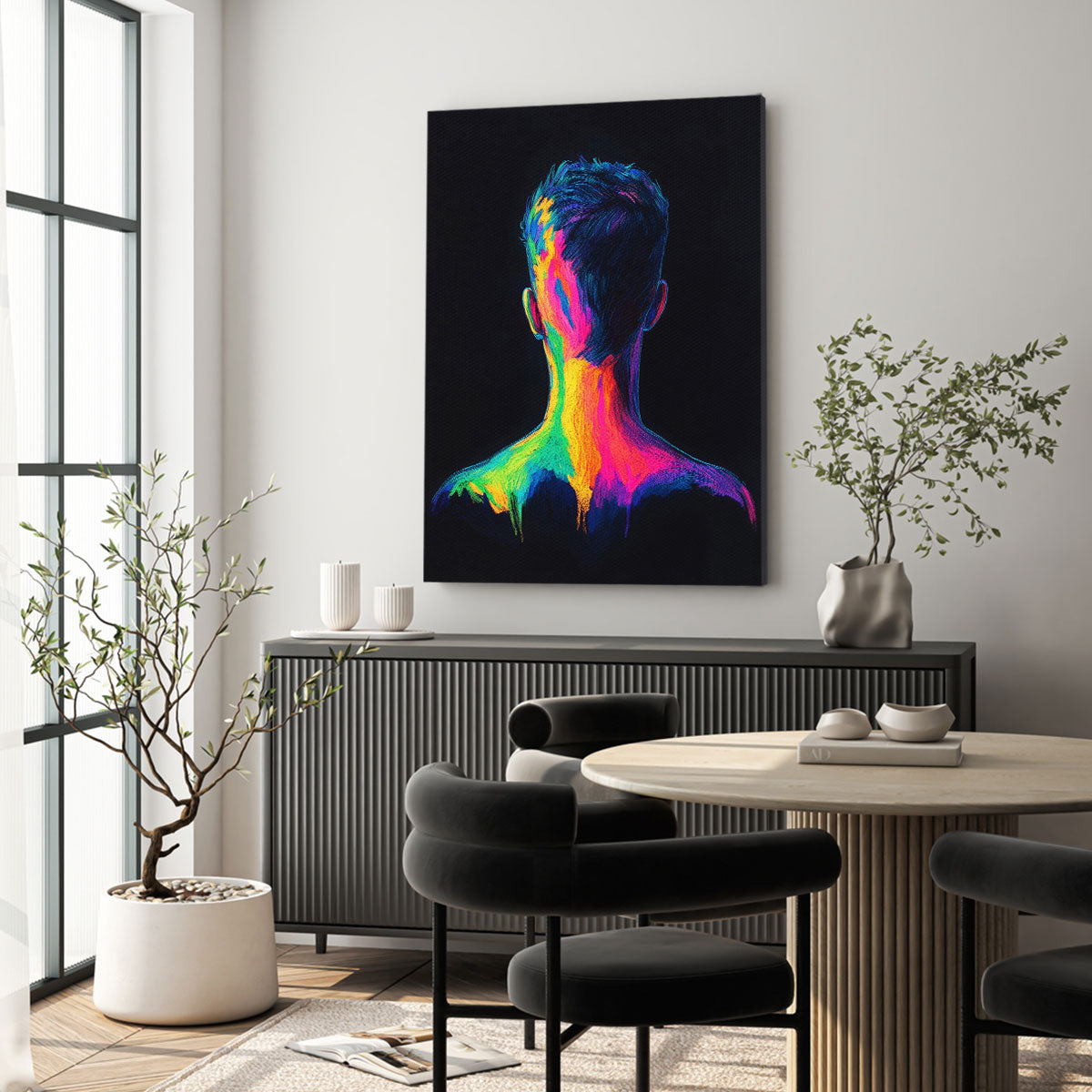 Pop Art Man Back Portrait Canvas Wall Art