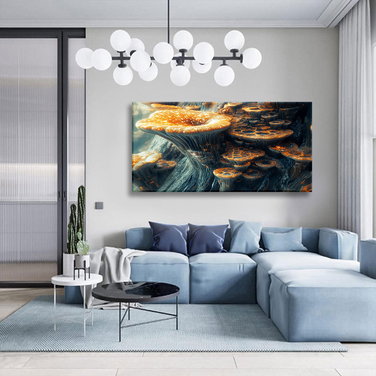 Mushroom Modern Abstract Canvas Wall Art for Living Room