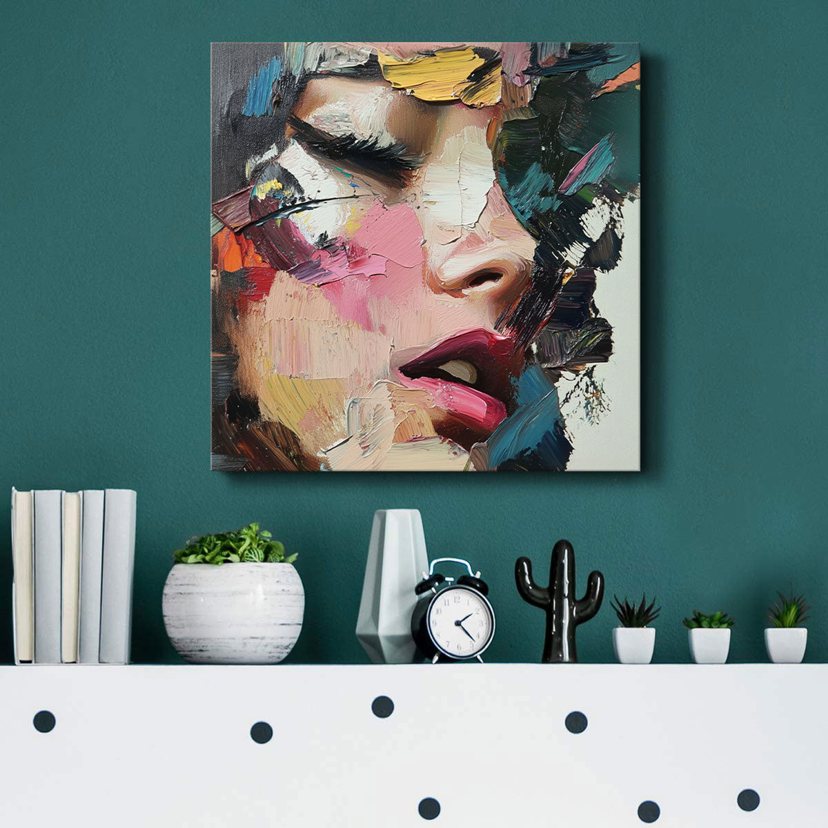 Abstract Textured Woman Portrait Canvas Wall Art