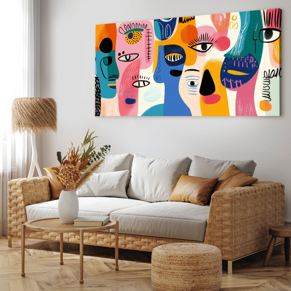 Modern Tribal Faces Canvas Fine Arts Print
