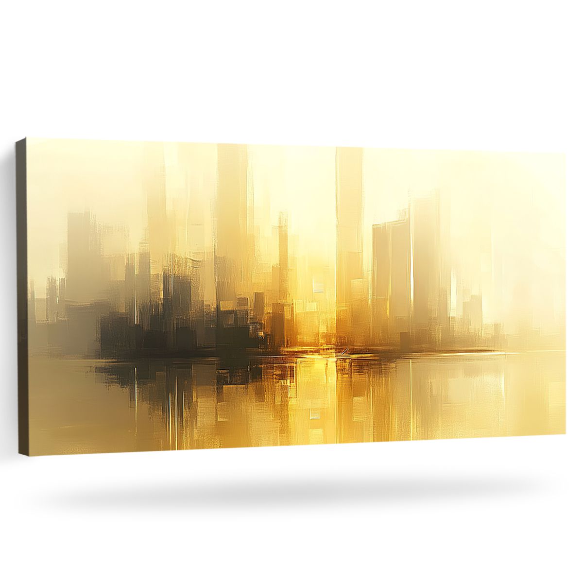 Golden Skyline Abstract Landscape Canvas Print for Living Room