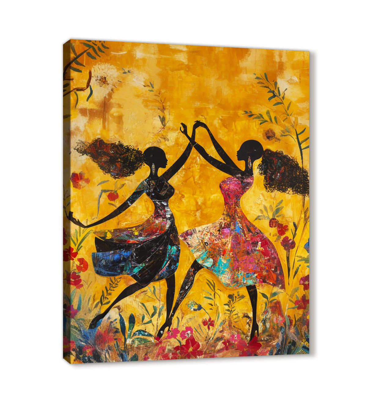 Joyful Dance Vibrant Abstract Canvas Wall Art for Living Room