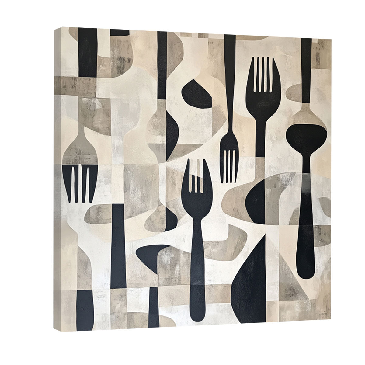 Minimalist Scattered Cutlery Canvas Wall Art