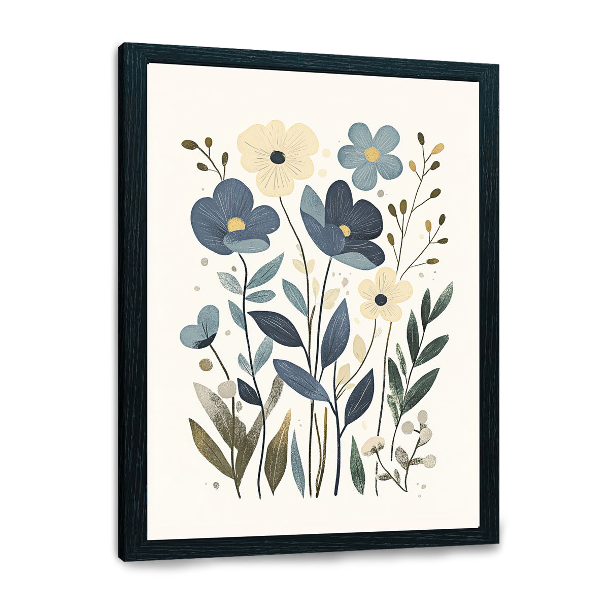 Blue Meadow Abstract Floral Canvas Print for Living Room
