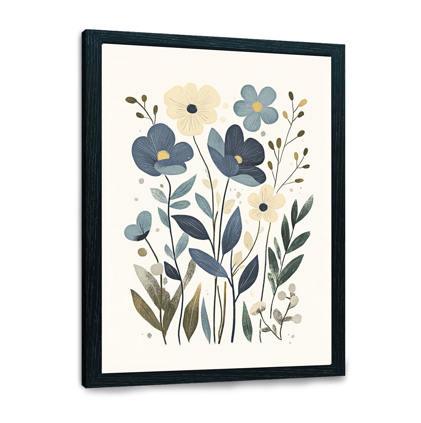 Blue Meadow Abstract Floral Canvas Print for Living Room