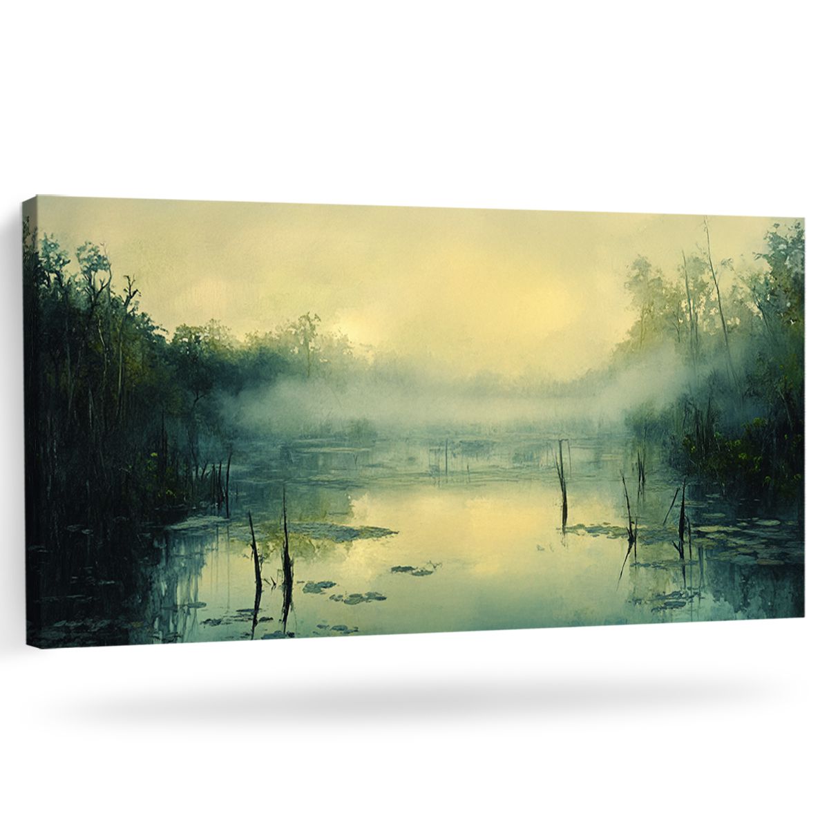 Misty Serenity Landscape Abstract Canvas Wall Art for Living Room