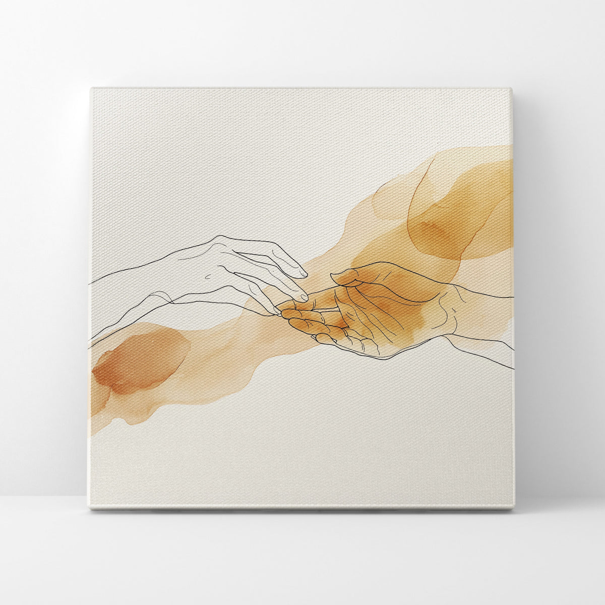 Touch of Connection One-Line Drawing Minimalist Canvas Wall Art