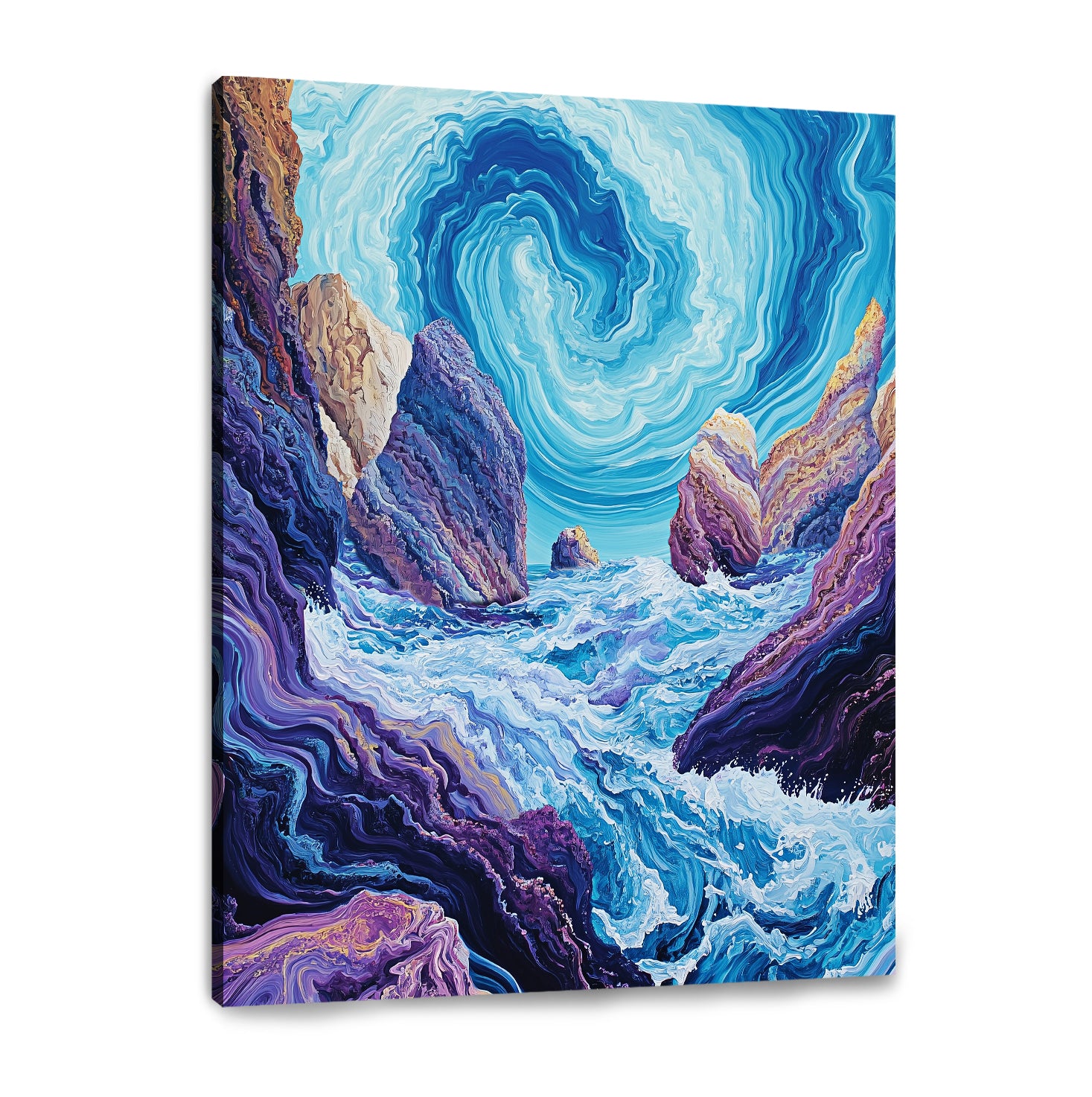 Ocean Whirl Landscape Abstract Canvas Wall Art for Living Room