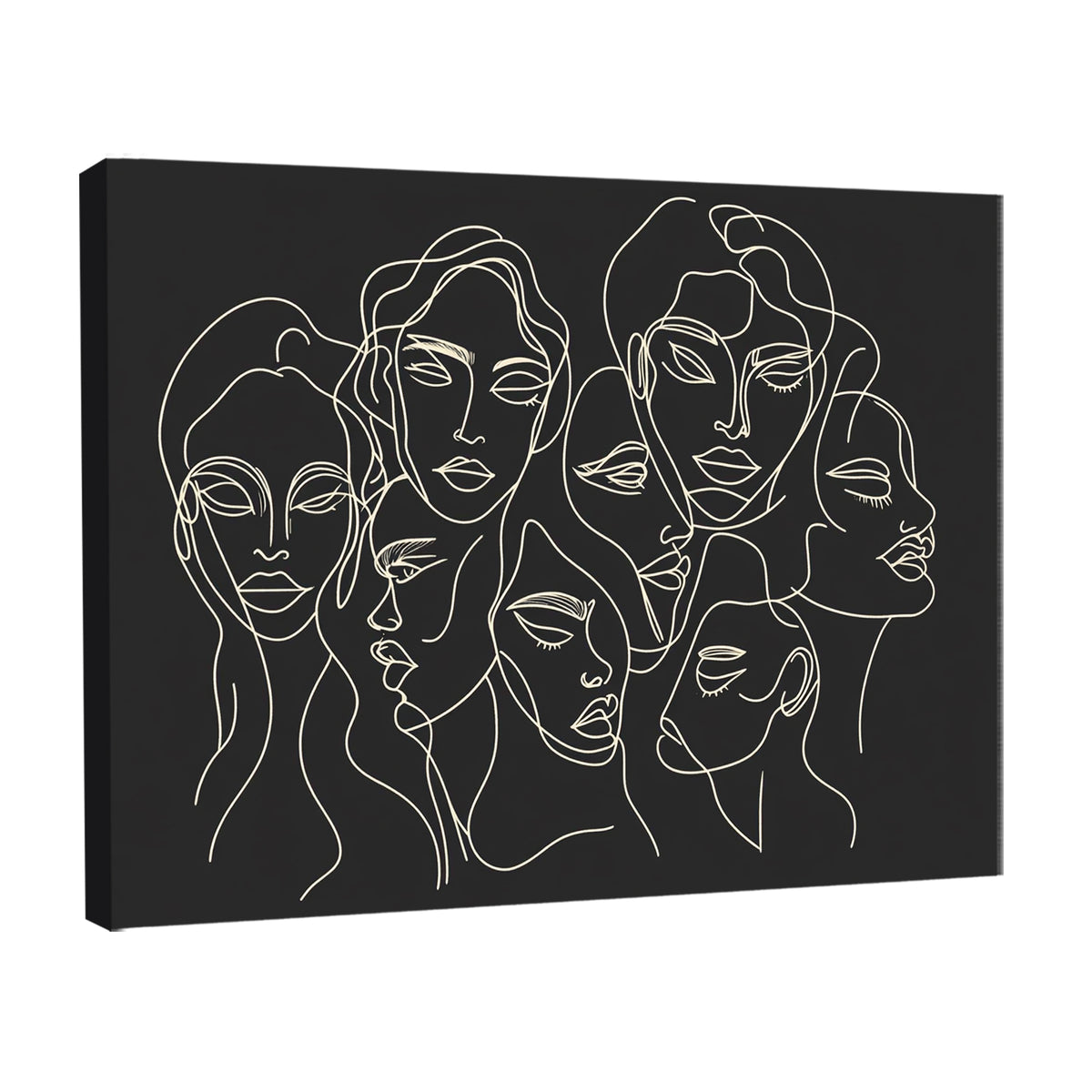 Faces Of Femininity Black Minimalist Abstract Artwork