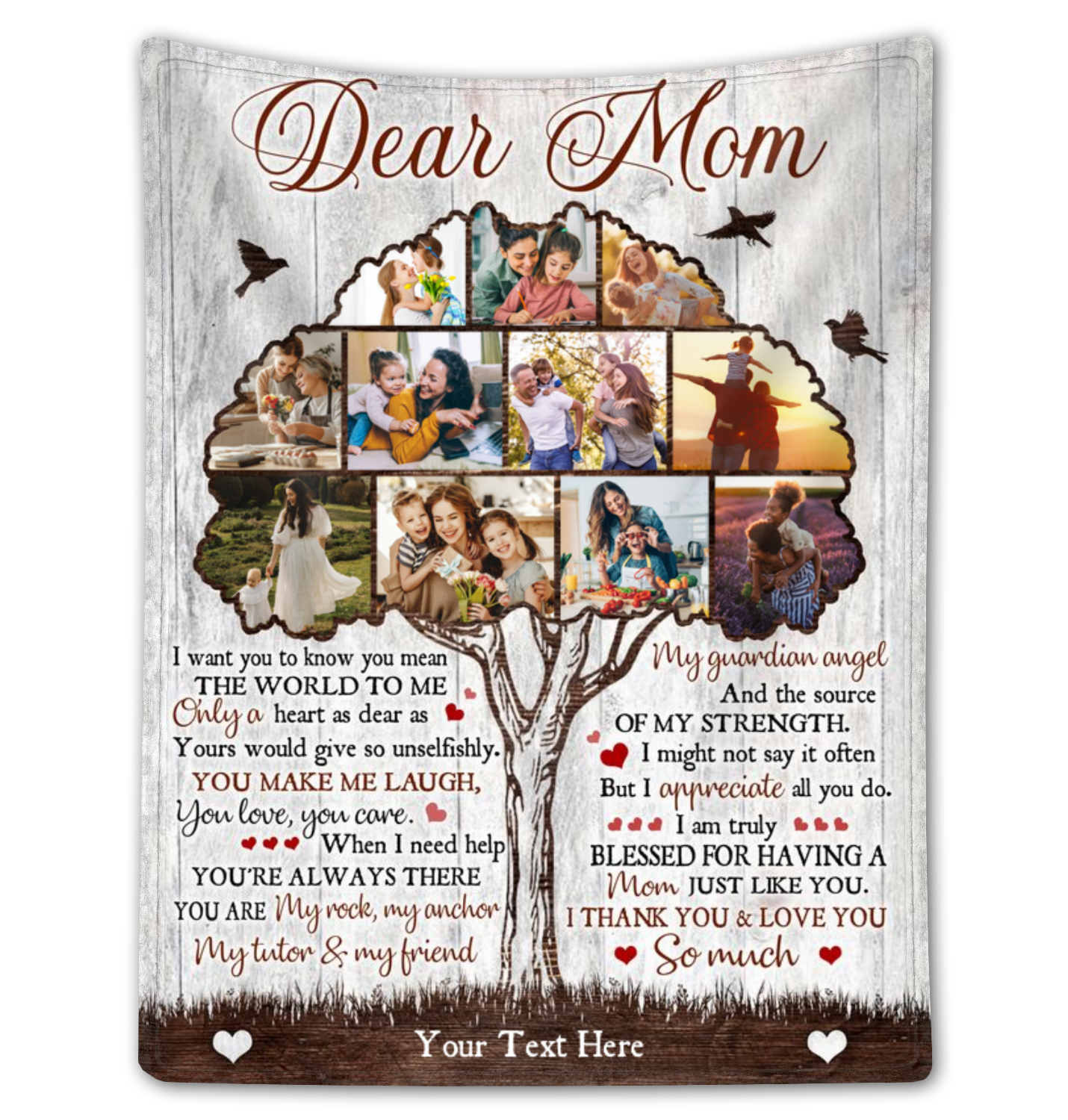 Custom Photo Collage Dear Mom Blanket Unique Happy Mother's Day Gift