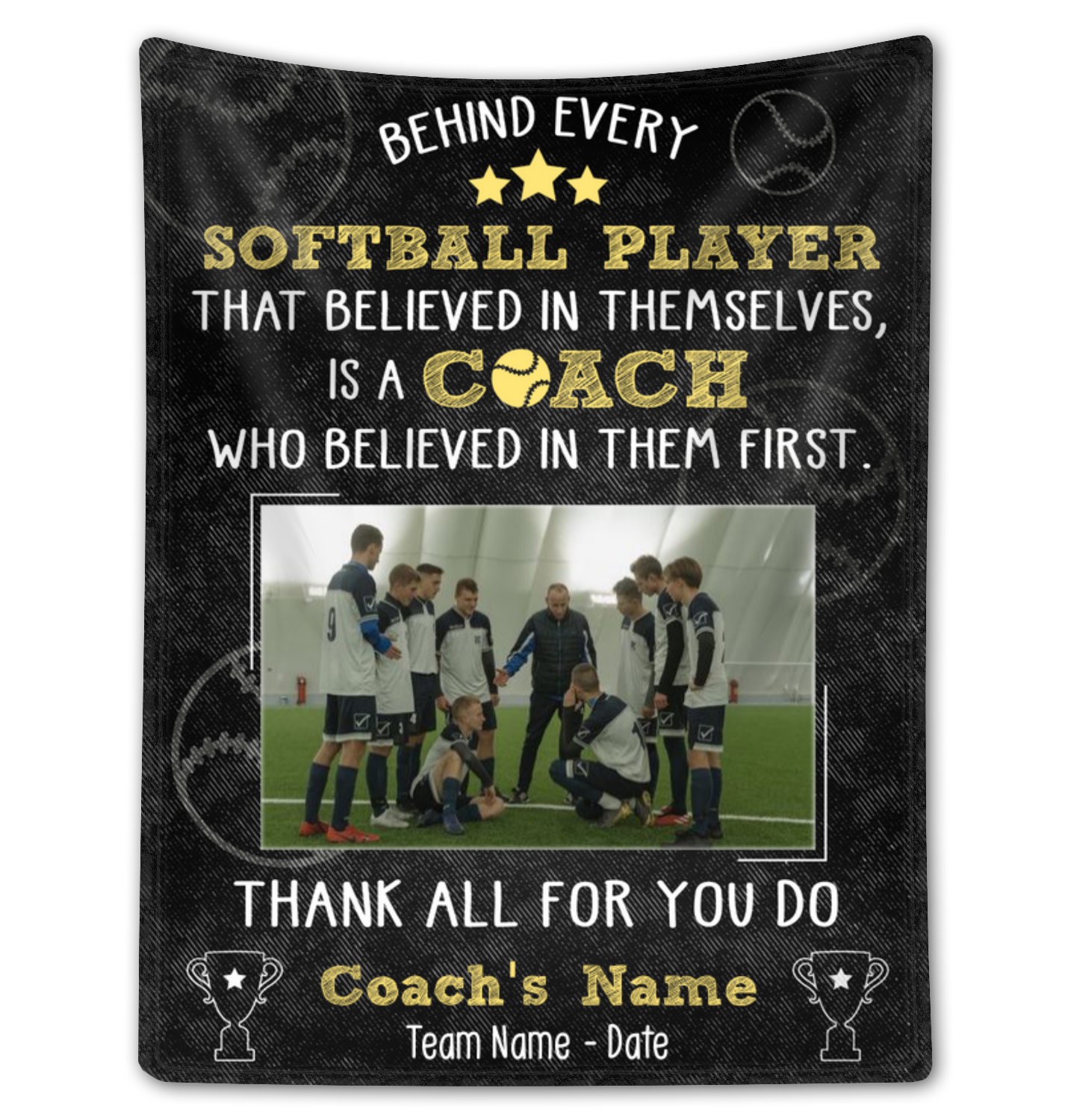 Custom Blanket For A Softball Coach Thank You Coach Gift Idea From Team