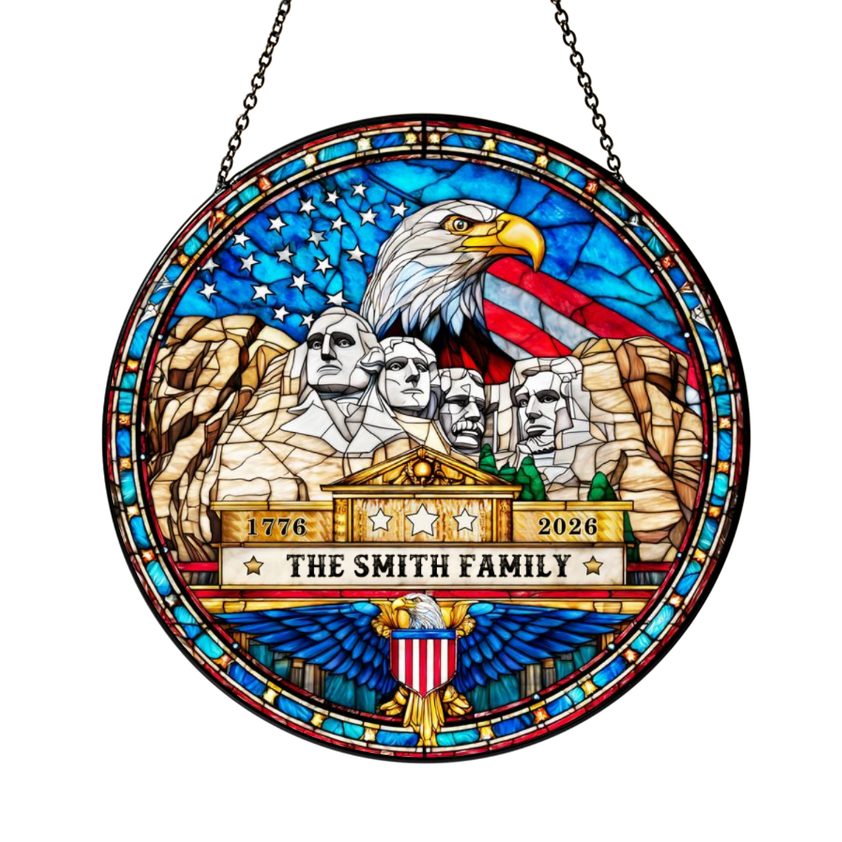 Personalized 250th Anniversary American Eagle Glass Suncatcher