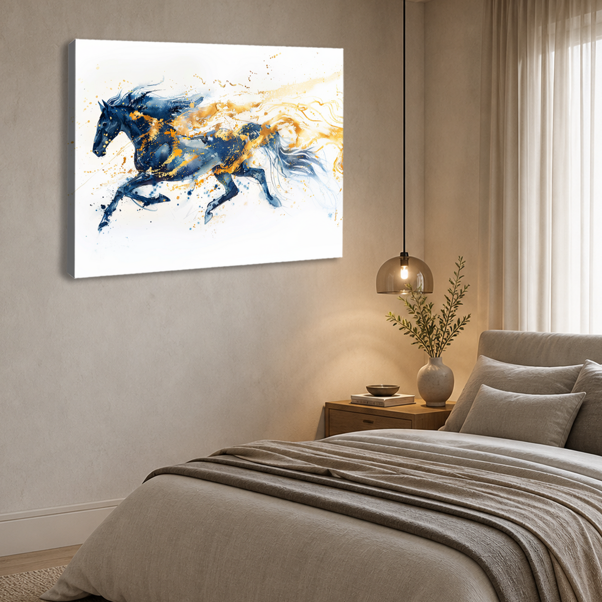 Abstract Running Horse Canvas Wall Art Modern Equestrian Decor Gift For Horse Lovers