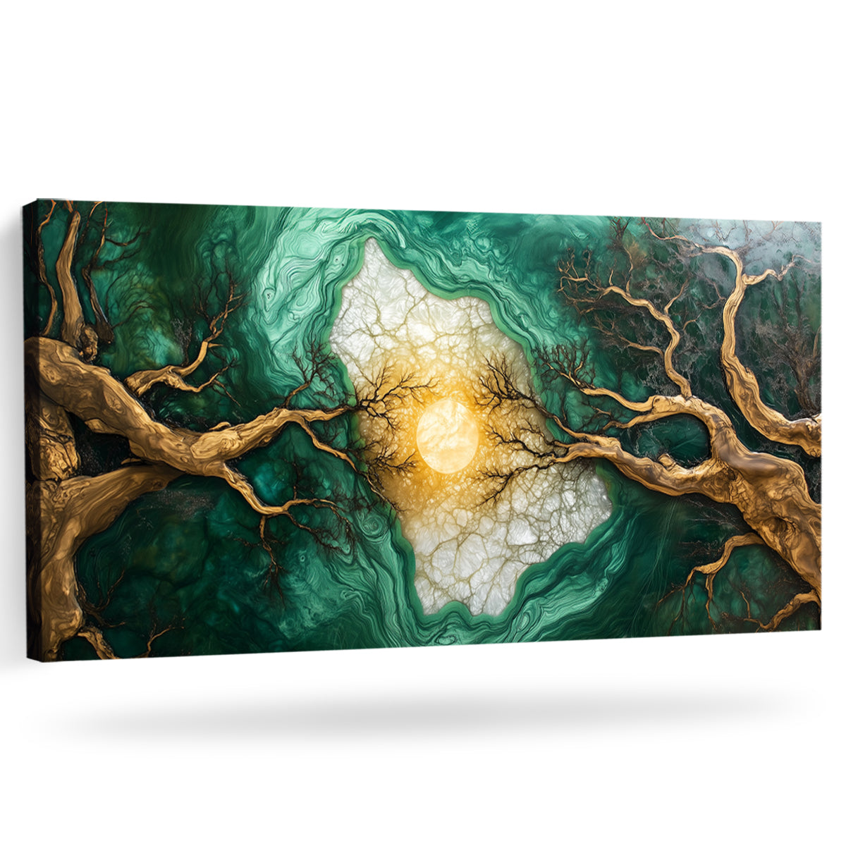 Emerald Forest Landscape Abstract Canvas Wall Art for Living Room