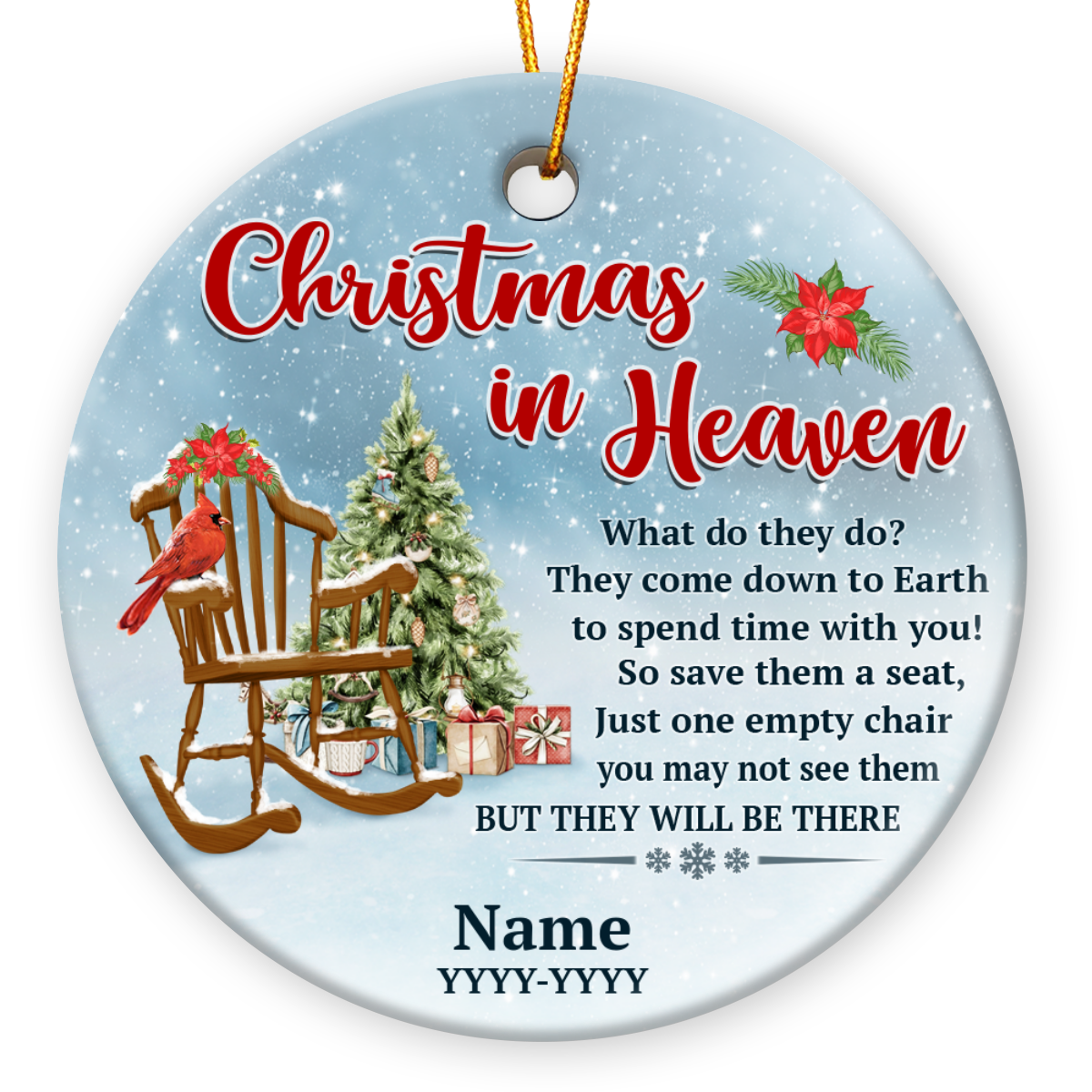 Custom Christmas In Heaven Ceramic Ornament Memorial Christmas Gift