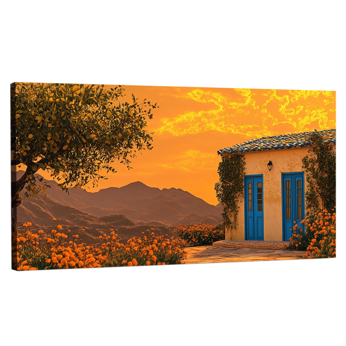 Quaint Villa Mediterranean Art Canvas Print