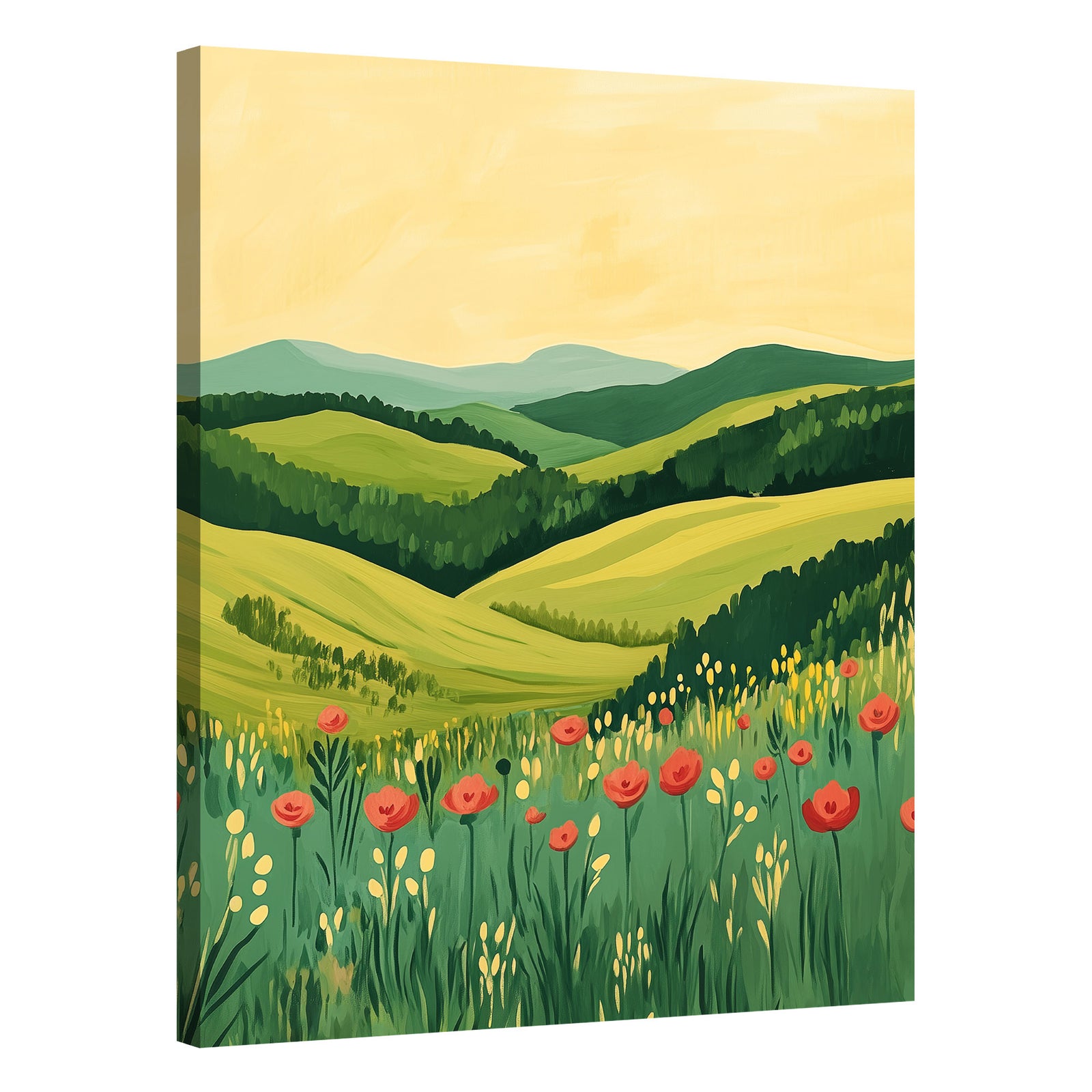 Blooming Vibrant Poppies Vintage Artwork
